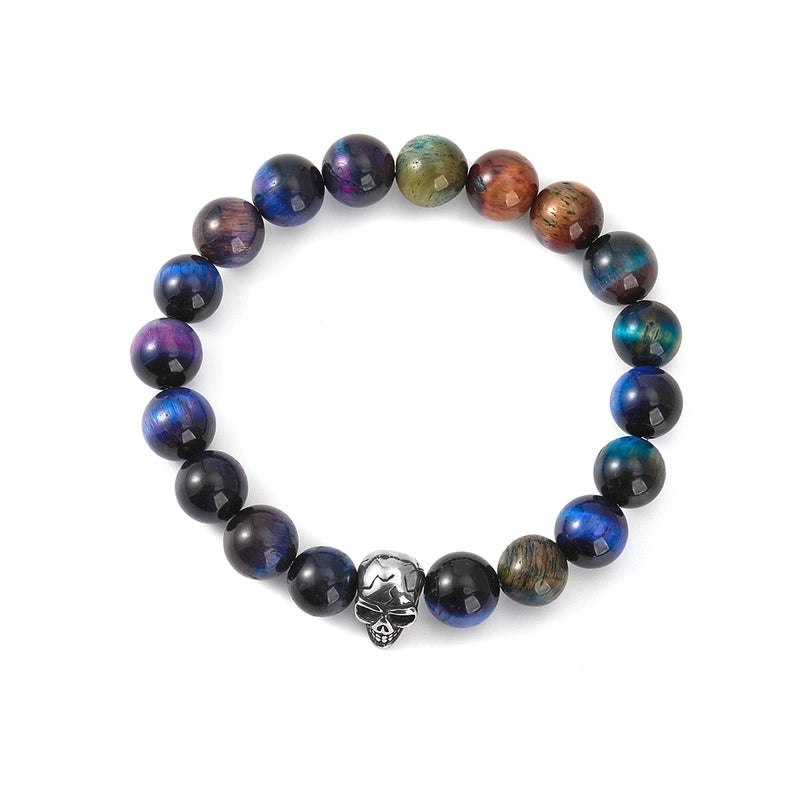 Hip-Hop Skull Agate Beaded Halloween Unisex Bracelets