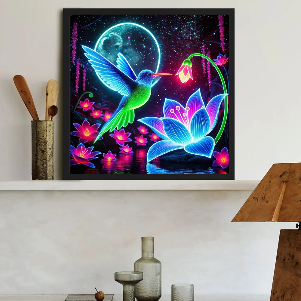 Diamond Painting - Full Round Drill - Flowers Hummingbird(Canvas|40*40cm)