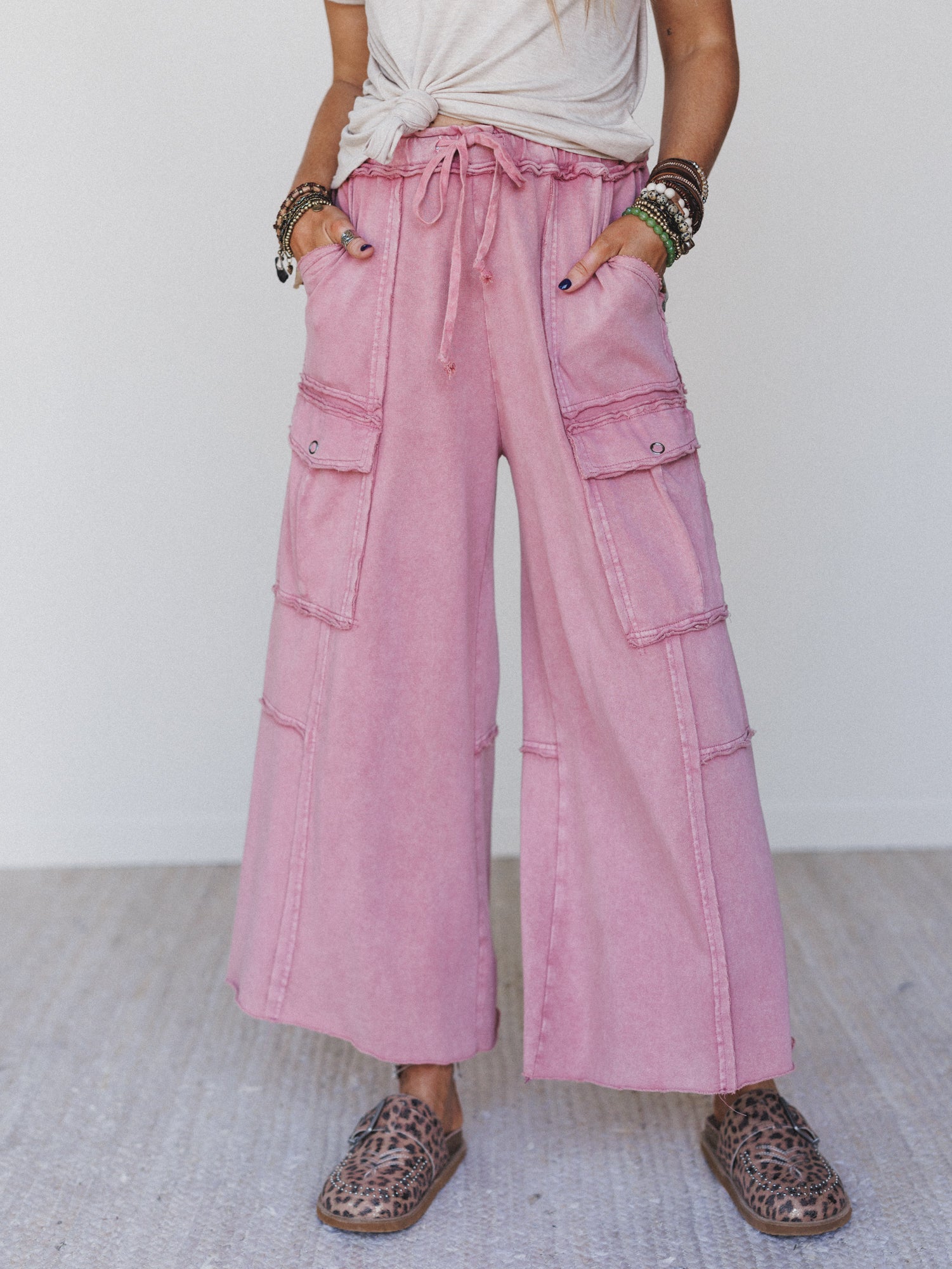 Game On Cargo Wide Leg Pant - Burgundy
