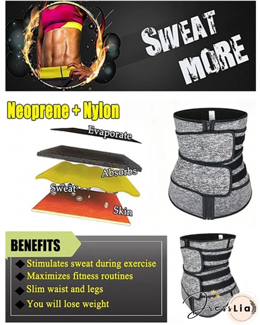 Solid Waist Trainer Corset Neoprene Sweat Belt Tummy Slimming Sport Shapewear Breathable