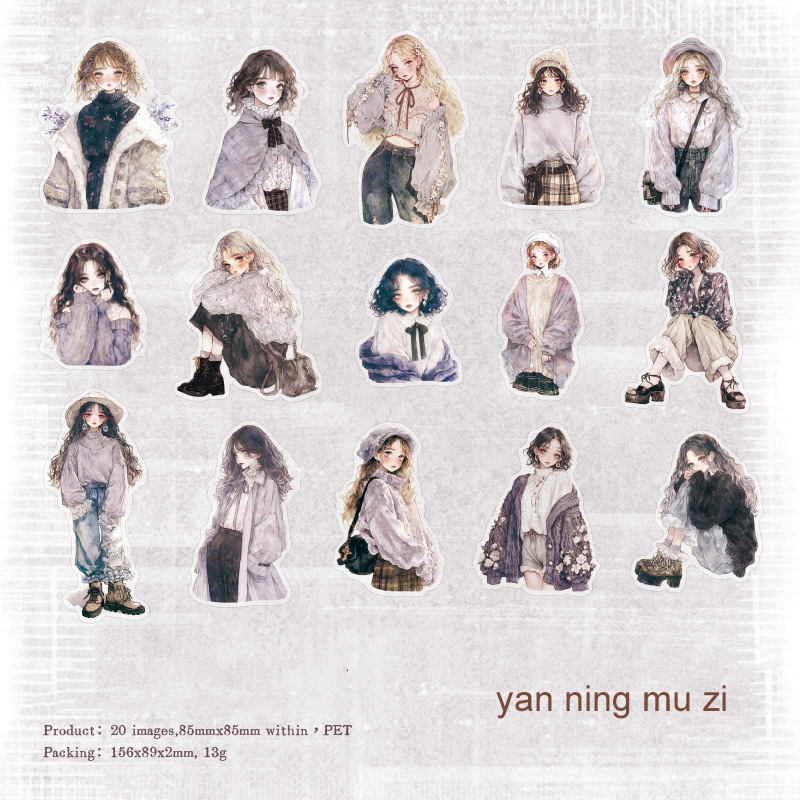 PET Sticker - Seasons Related To You Series Vintage Character Landscaping 