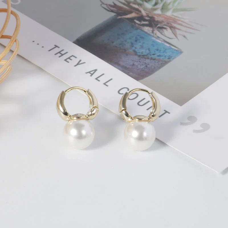 WeaRecall New Cute Pearl Studs Hoop Earrings 