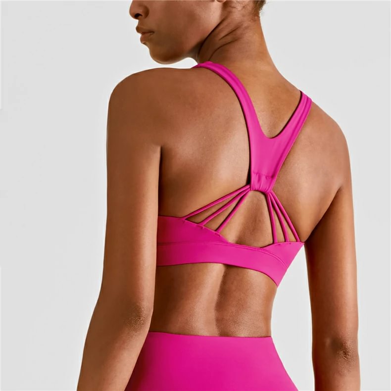 Hergymclothing longline high neck sports bra display