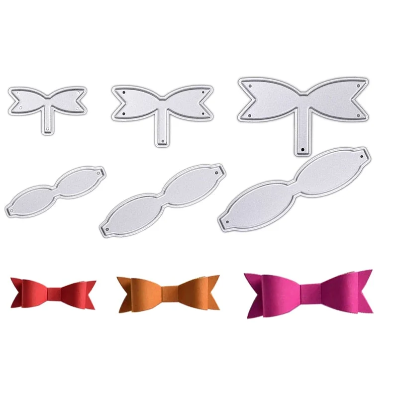 6Pcs/ Set Bowknot Bows Metal Cutting Dies Stencils Ribbon DIY Scrapbooking Die Cuts Greeting Card Decor Embossing Folder Cut