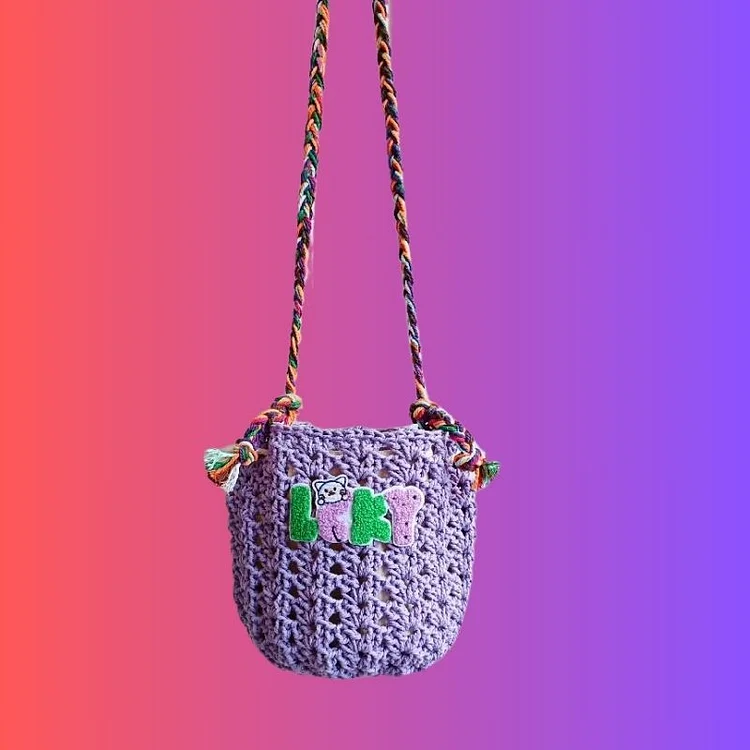 Lulusnow Handmade Purple NICE Minimalist Lifestyle Crochet Crossbody Bag