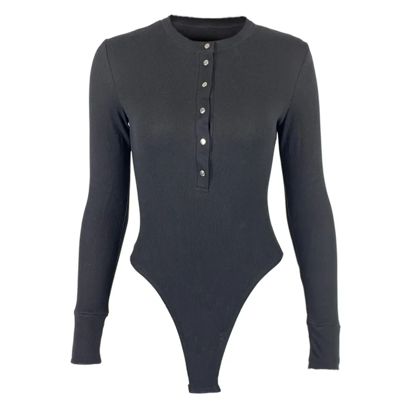 Brownm New Women's Clothing Sexy Bottom Cotton Blouse Ribs Long-Sleeved Head-On Women In Autumn