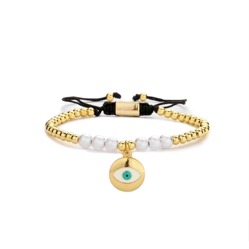 Minimalist Cross Devil's Eye Copper Inlay Zircon Bracelets 1 Piece