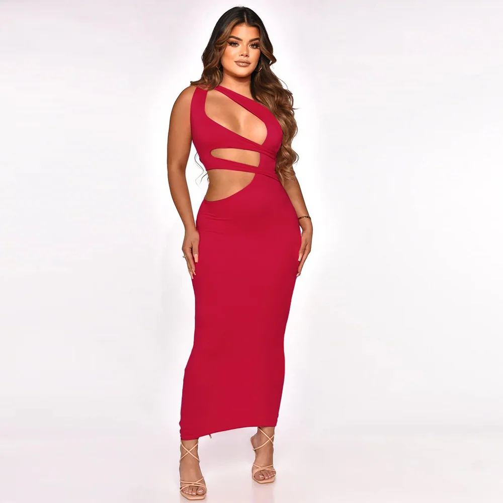 Skew Collar Cut Out Bodycon Party Dresses