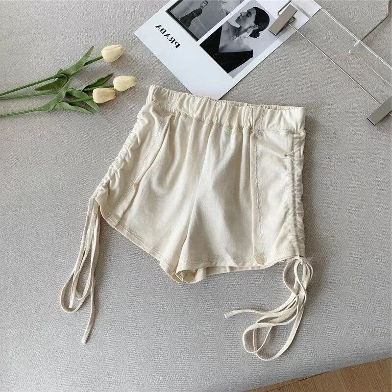 Korea Ulzzang drawstring shorts women solid high waist punk y2k elastic summer shorts sexy casual fashion kpop harajuku shorts