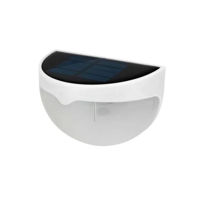 Solar Fence Lights, 2 Pack Solar Stair Lights Outdoor Waterproof Wall Light for Garden(White)