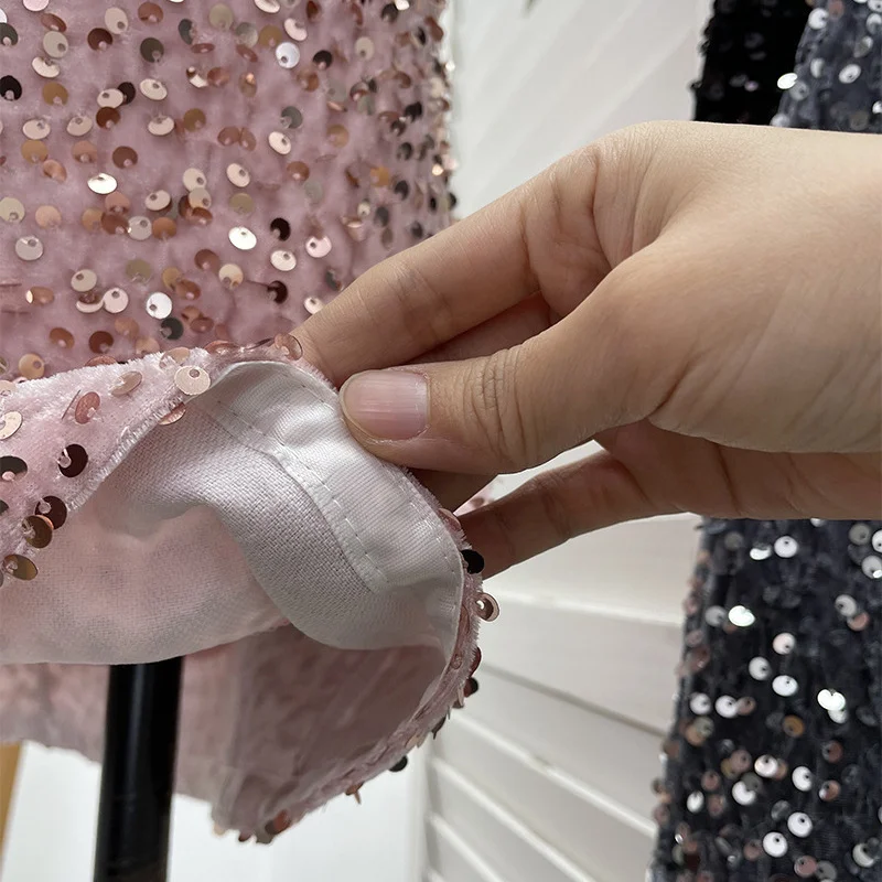 Nigikala Nigikala Lewd Skirt High Waist Thin Anti-Light Bag A Word Flashy Bundi Skirt 8021