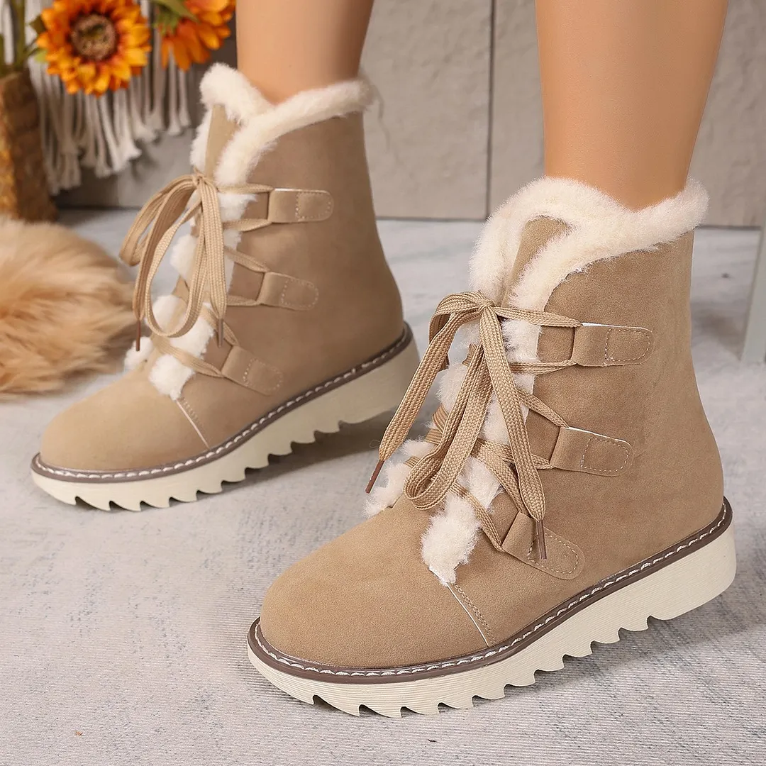Breakj Breakj Snow Boots Women 2025 Autumn And Winter New Velvet Thick Tie Thick Cotton Boots Women