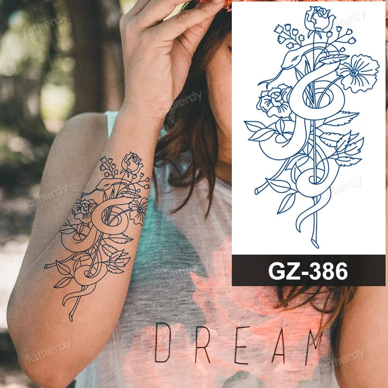 Juice Ink Lasting Waterproof Temporary Tattoo Sticker Dragon Snake Totem Tattoos Sun Wing Body Art Arm Fake Tatoo Women Men