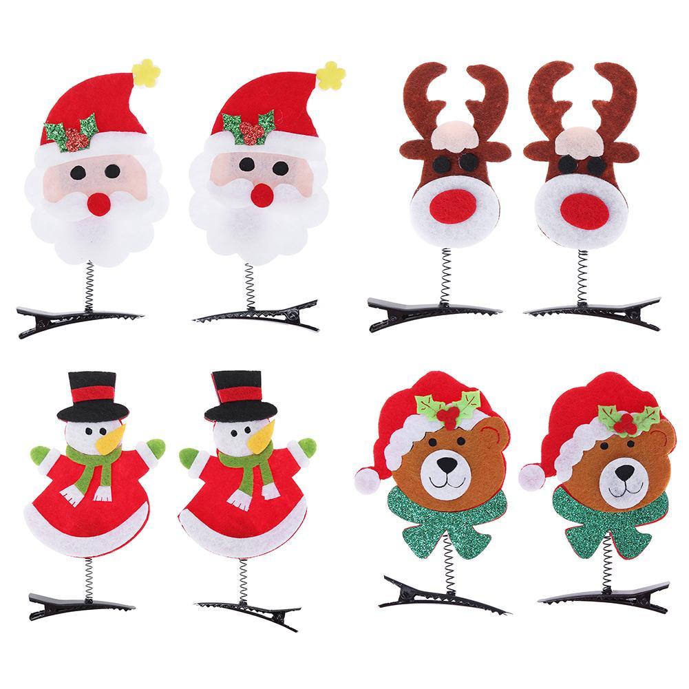 

2pcs Adults Cute Christmas Hair Clips Hairpins Xmas Festival Party Headwear, Small bear, 501 Original