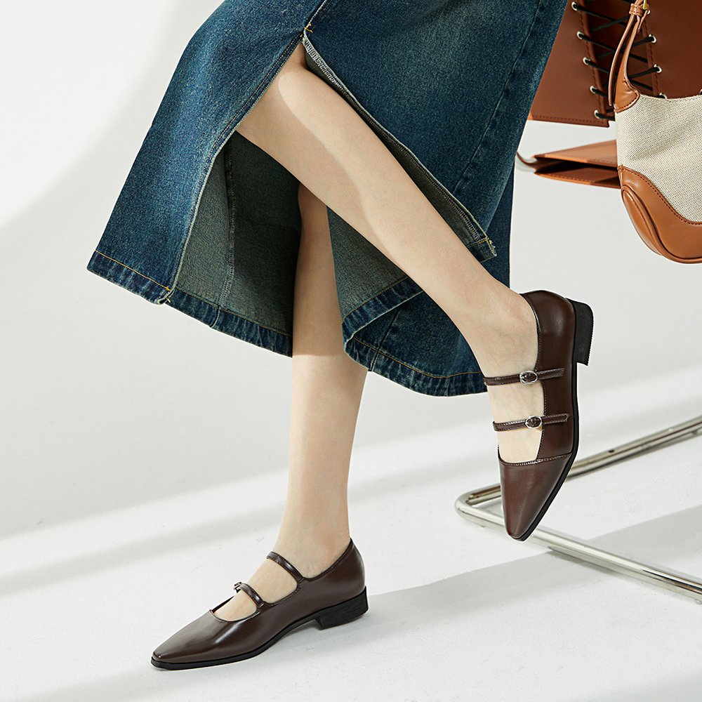 Brown Closed Toe Chunky Heel Mary Jane Pumps Nicepairs