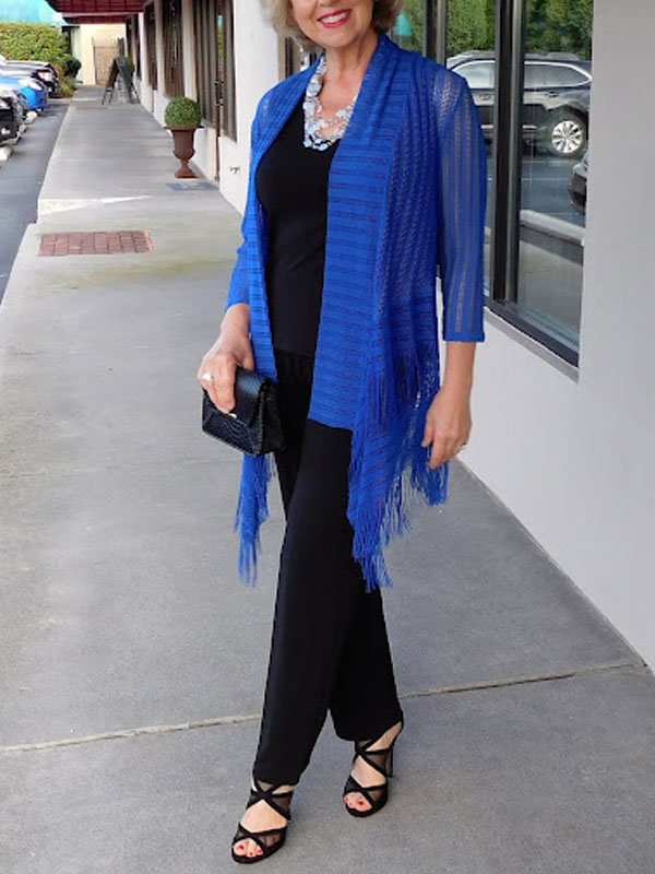 Three-piece long-sleeved cardigan for women with fringed cardigan