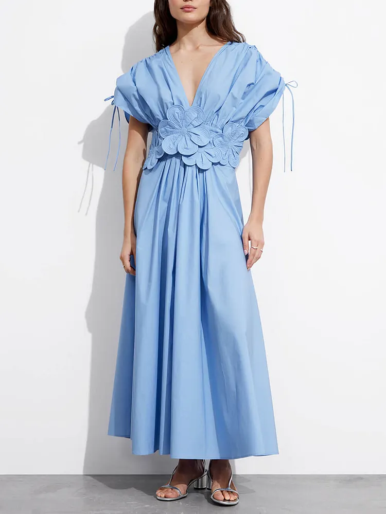 Floral Applique Midi Dress