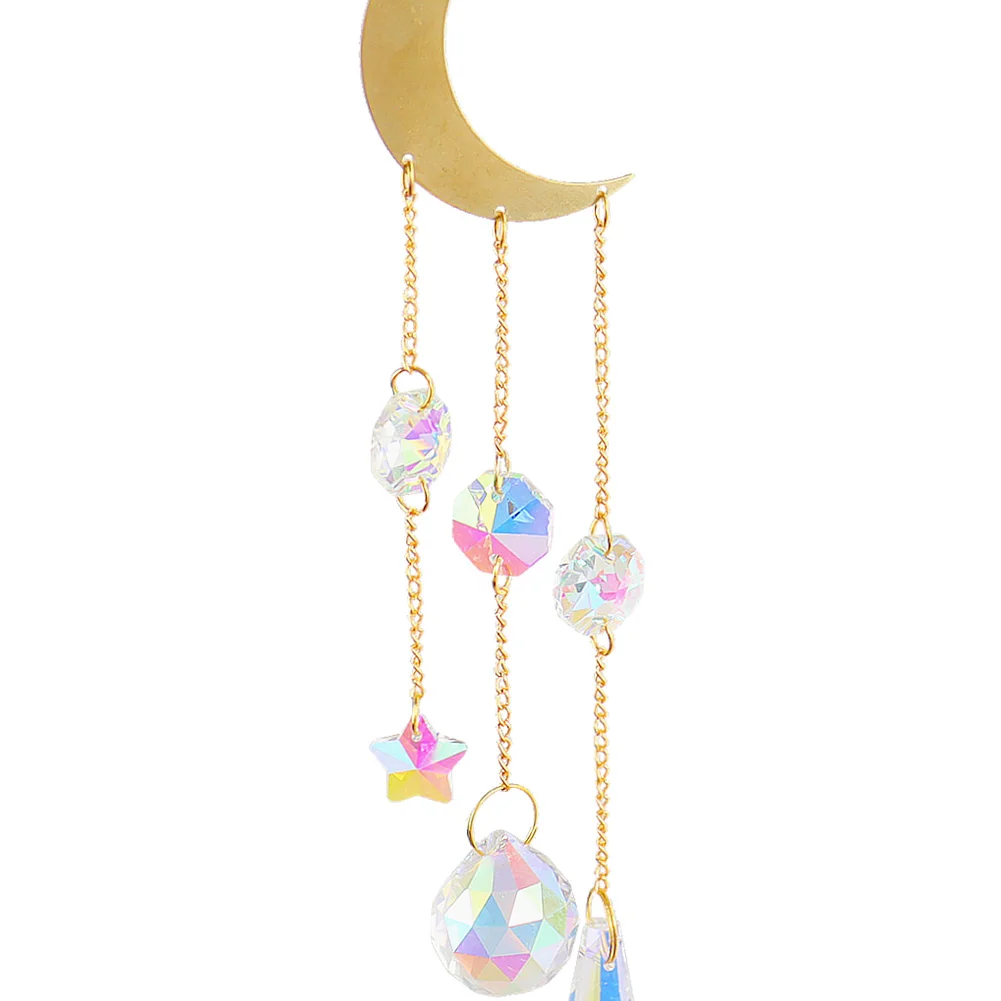 Hanging Crystal Light Catcher Metal Moon Sun Garden Wall Wind Chime (61)
