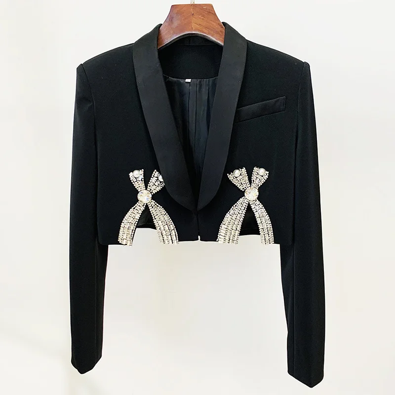 Nigikala Nigikala New Studded Bow Suit Jacket Open Half-Skirt Set