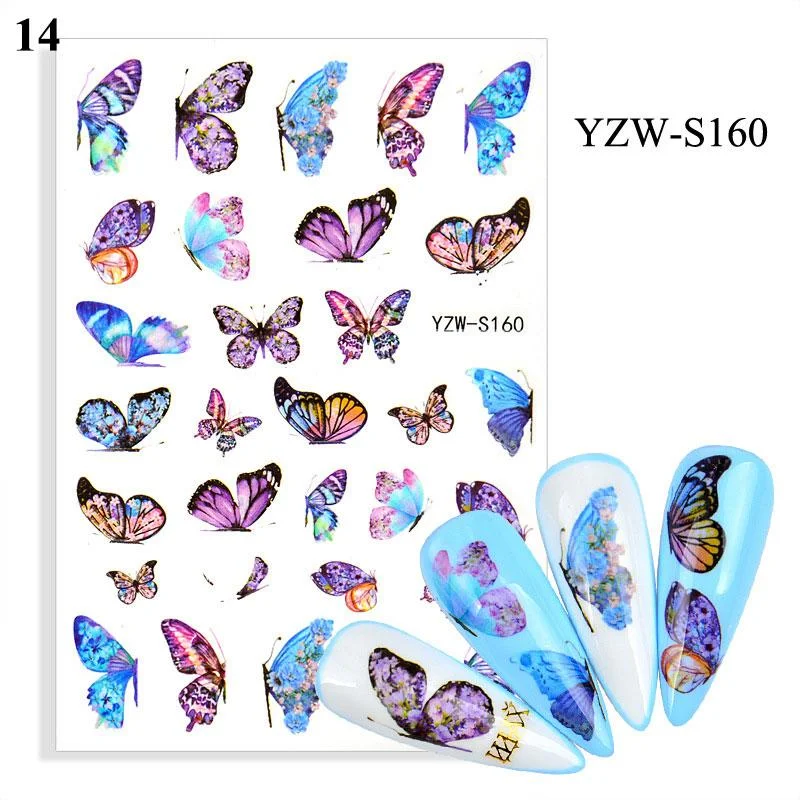 1 Sheet Human Face Nail Stickers And Decals 2021 Nail Art Decorations Set Geometric Pattern Dried Flowers Sliders For Nails Art-Nail Inspo