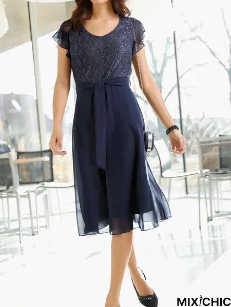 Lace V Neck Elegant Dress