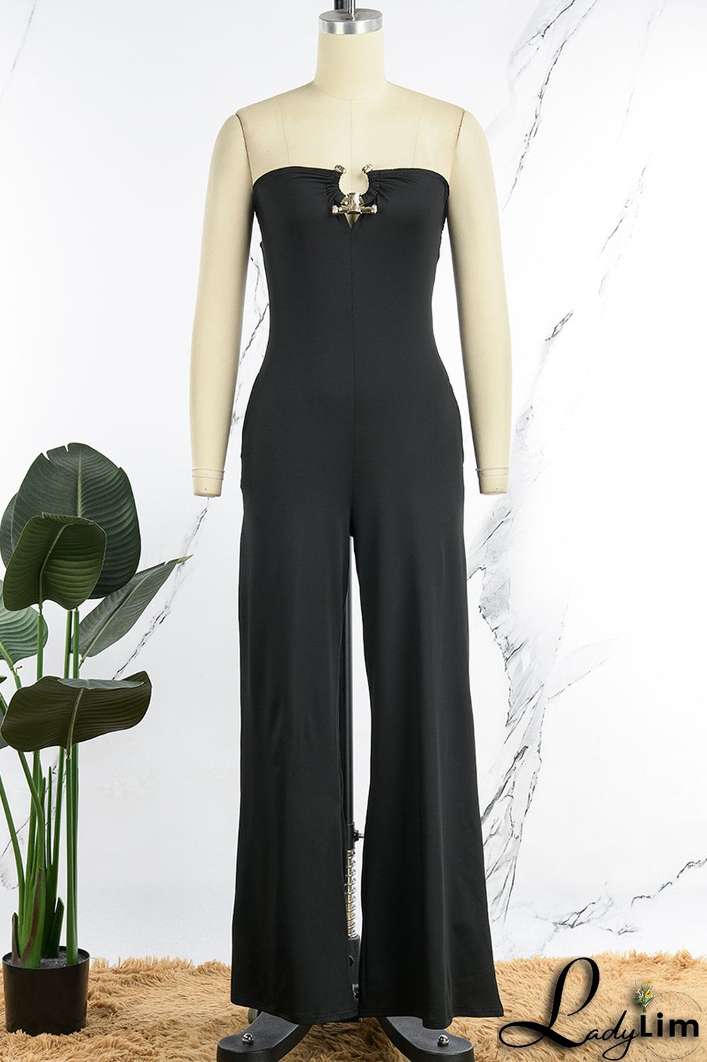 Red Sexy Casual Solid Backless Strapless Regular Jumpsuits