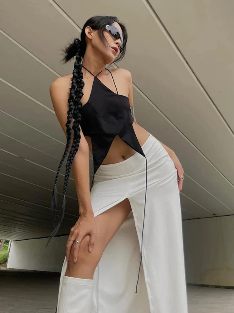 Brownm Star Lace Up Backless Top