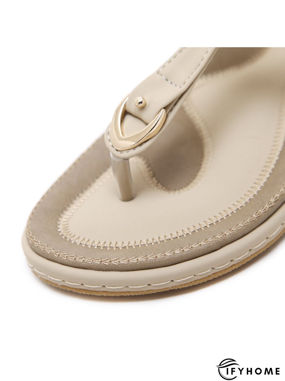 Women's Beach Metal Buckle Trim Flip-On Sandals | IFYHOME