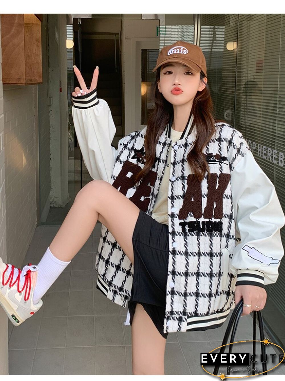 American Street Style Baseball Uniform Women Vintage Embroidered Jacket Student Fall Design Oversize High Street Outwear