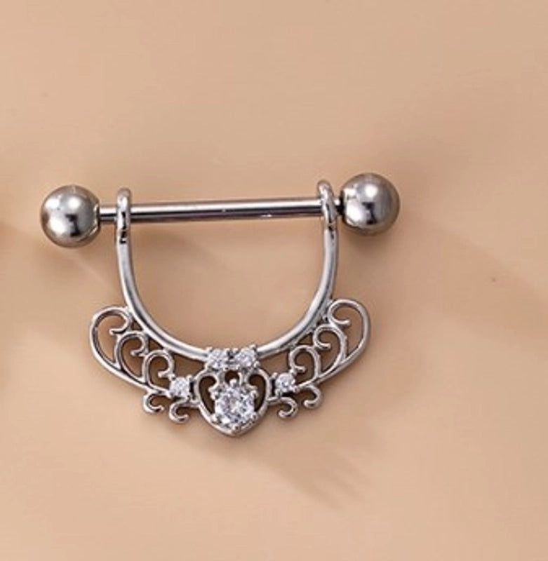 1 Piece Nipple Rings & Studs Fashion Heart Shape Wings 316L Stainless Steel  Copper Plating Zircon