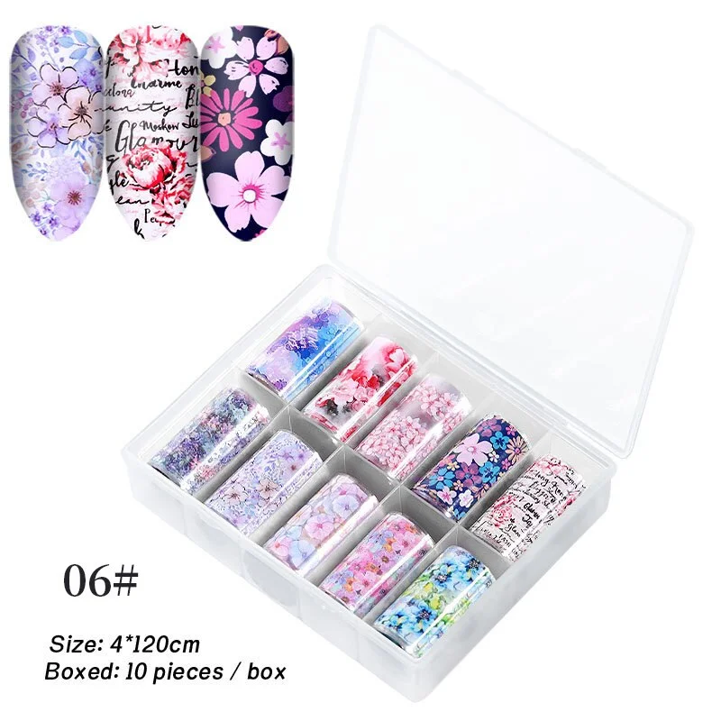 Nail Foils Flowers Nail Stickers Transfer Decals Sliders Christmas Halloween Print Nail Art Decorations DIY Tips Adhesive Wraps