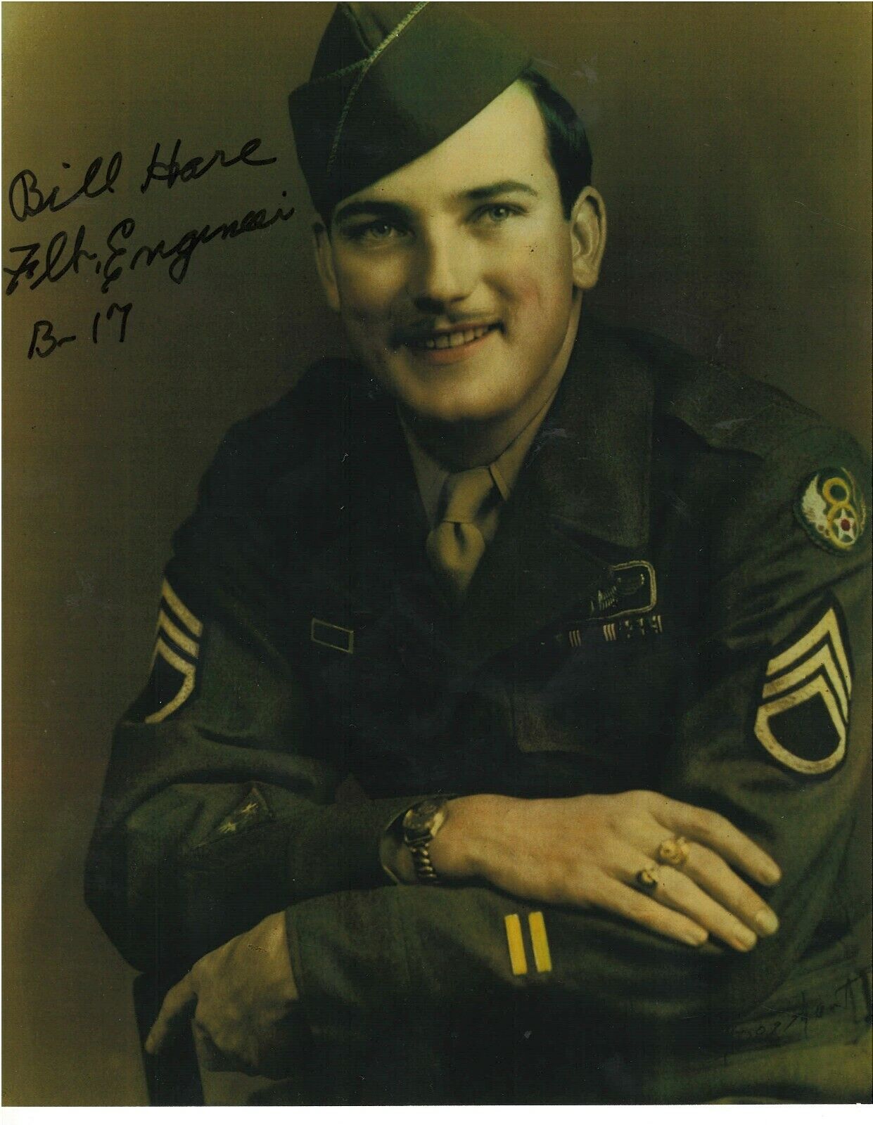 BILL HARE 8TH AIR FORCE 486TH BOMB GROUP B-17 CREWMAN RARE SIGNED Photo Poster painting