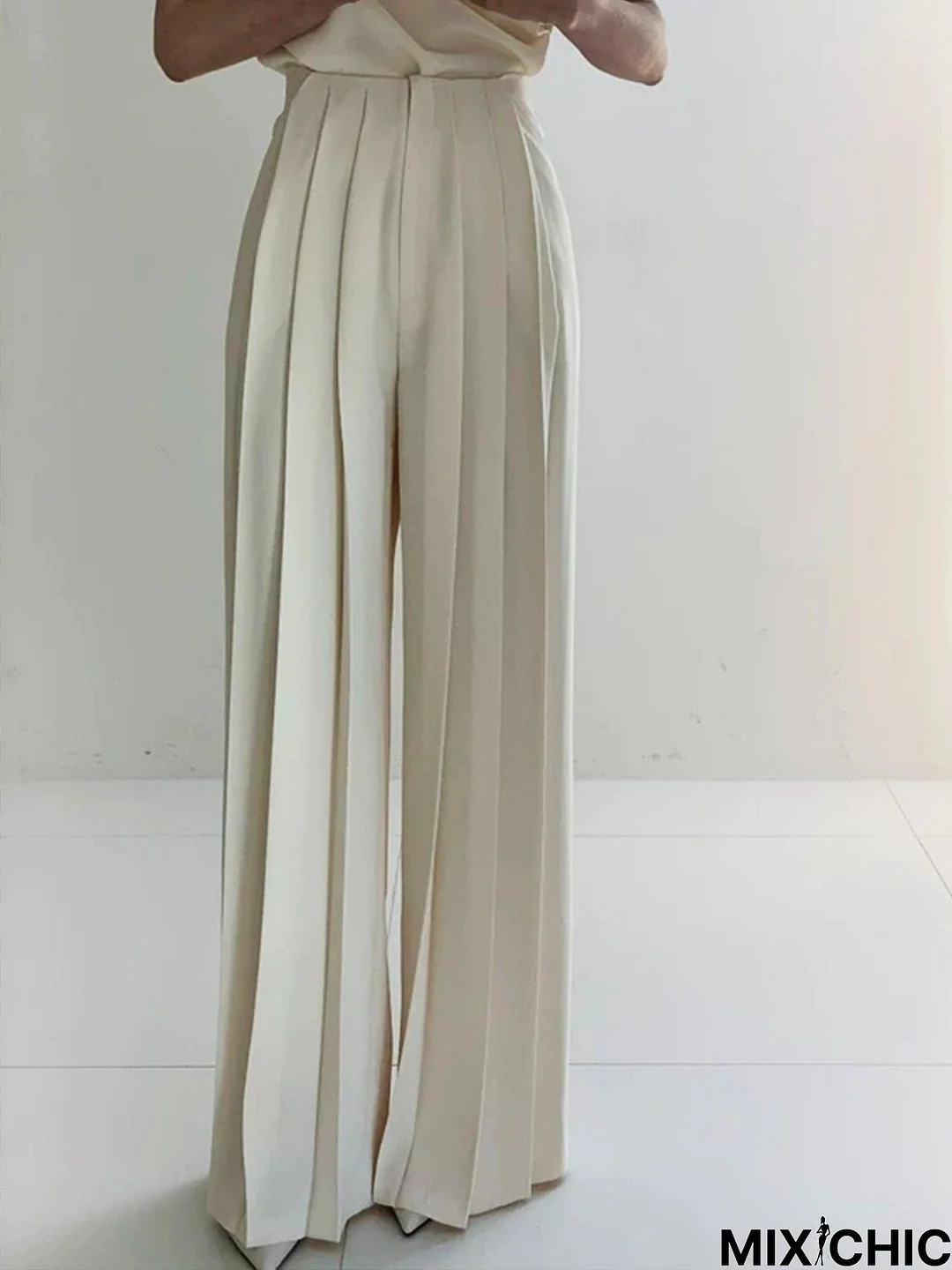 Elegant Pleated Long Wide Leg Pants