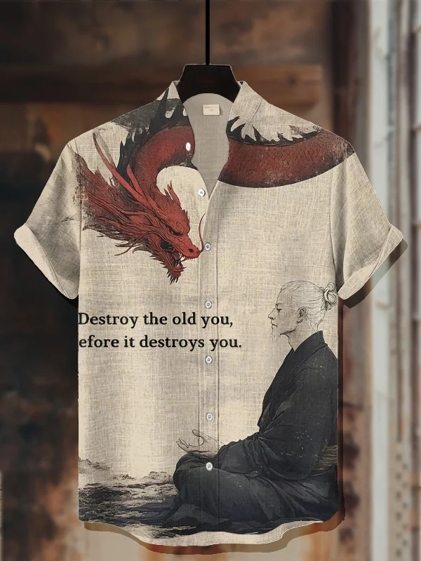 Men's Destroy The Old You Before It Destroys You Print Casual Shirt