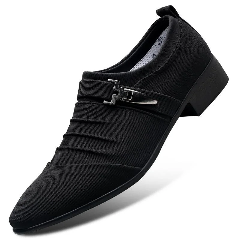 Men Fashion Pointed Toe Canvas Slip On Formal Oxfords Shoes