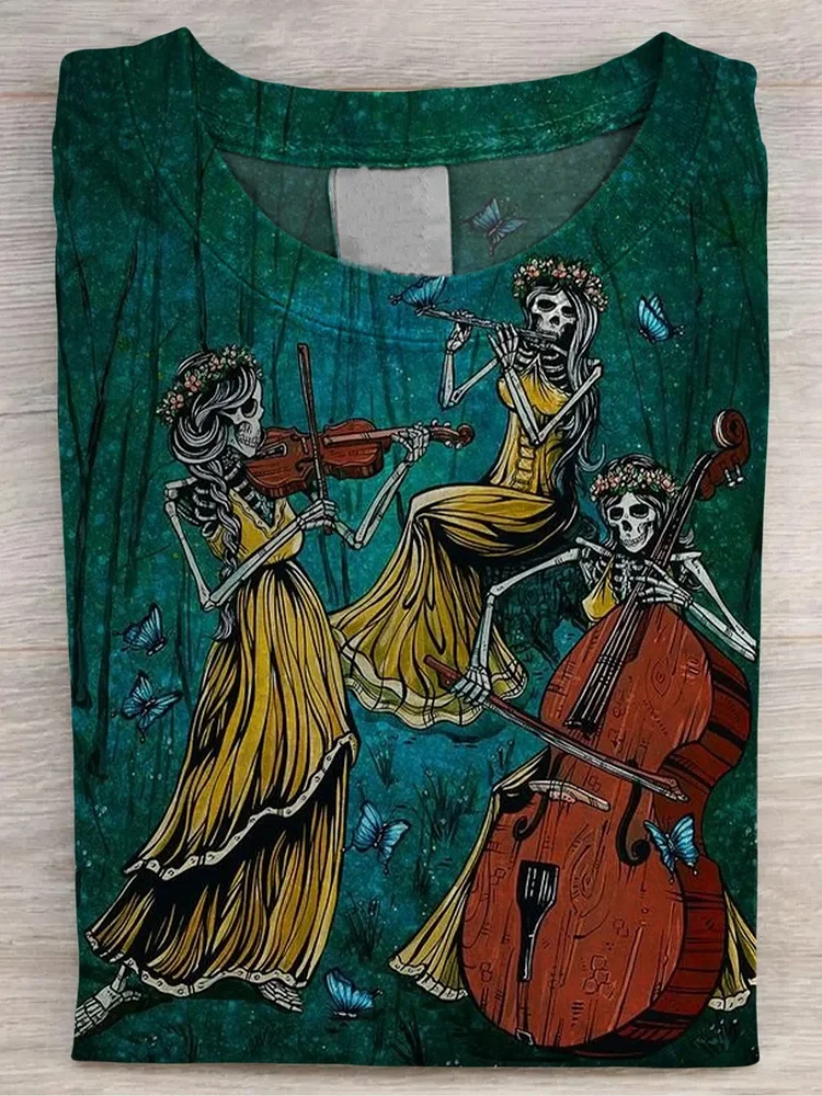 Teecade Teecade Skull Music Orchestra Art Print T-shirt