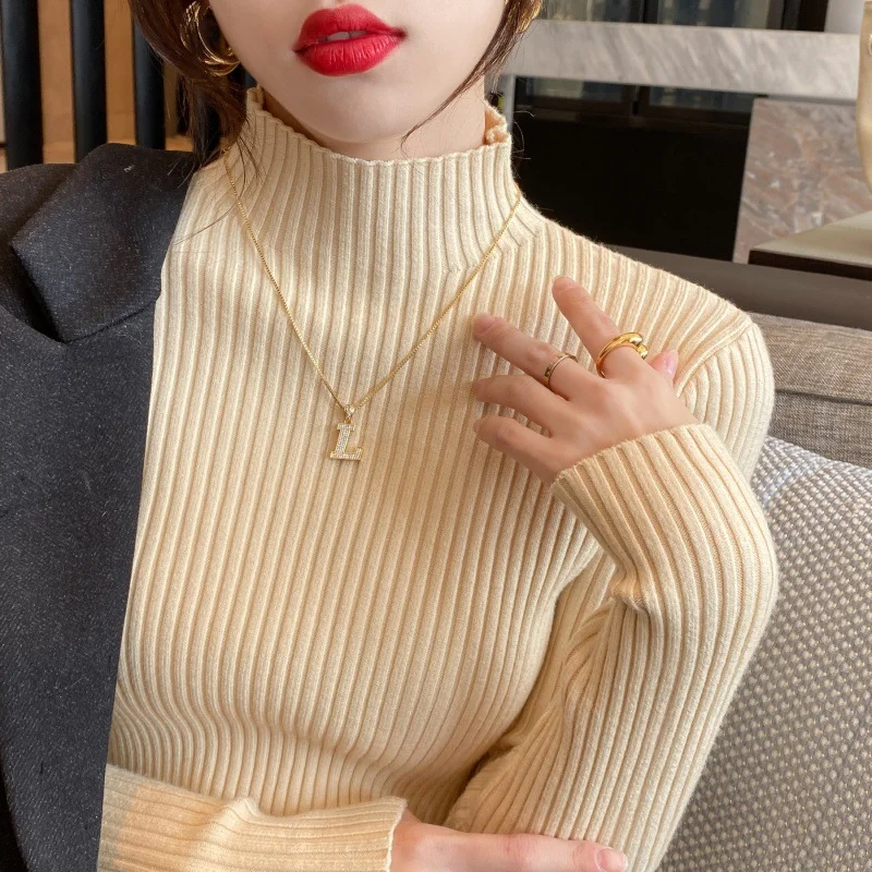 Uveng Uveng Collar Sweater Bottoming Women's Autumn And Winter 2024 New Clothes Fashion Knitted Shirt