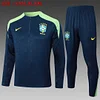 2024 Brazil Half-Pull Training Suit Dark Blue Football Shirt 1:1 Thai Quality