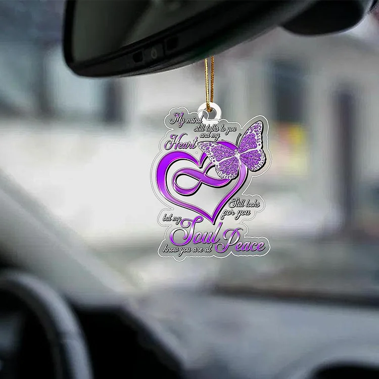 Butterfly Car Hanging Ornament "My Mind Still Talks to You"