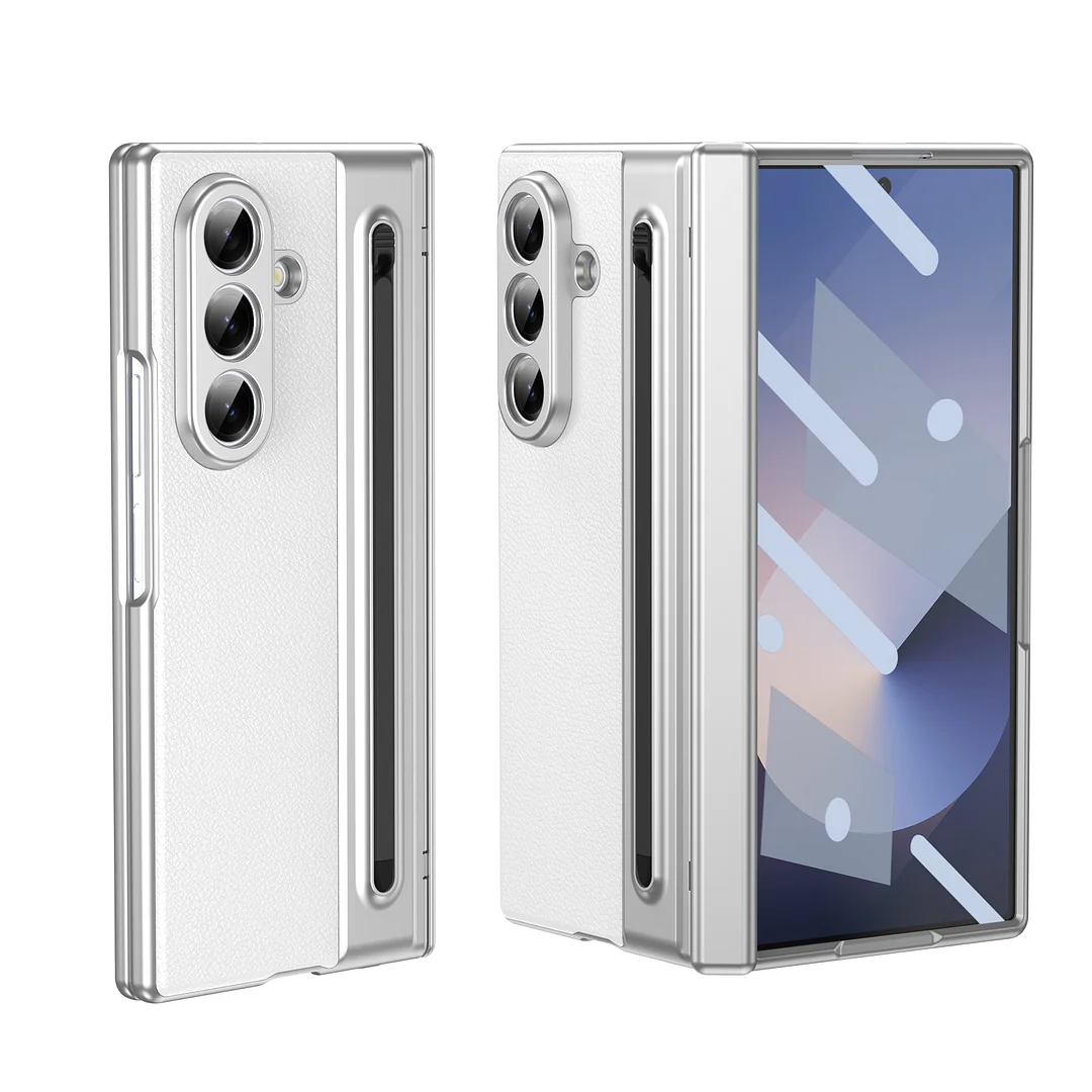 For Samsung Z Fold 7 6 5 4 3 SE 360&deg; Protection Hinge HD Glass Film Foldable Leather Phone Case with Pen Slot