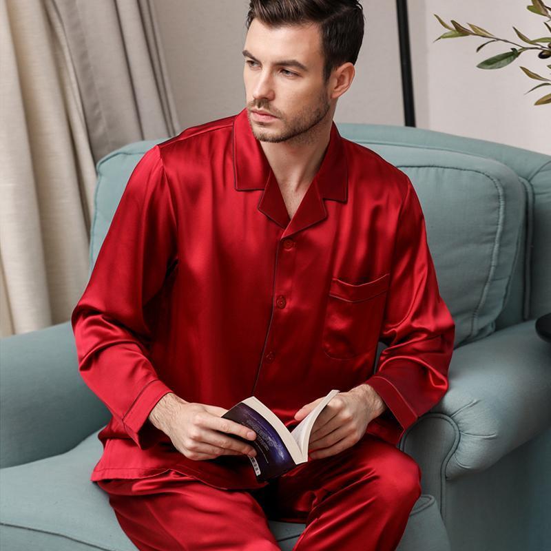 Monogrammed 30 Momme Luxury Pure Silk Pajamas Set For Men