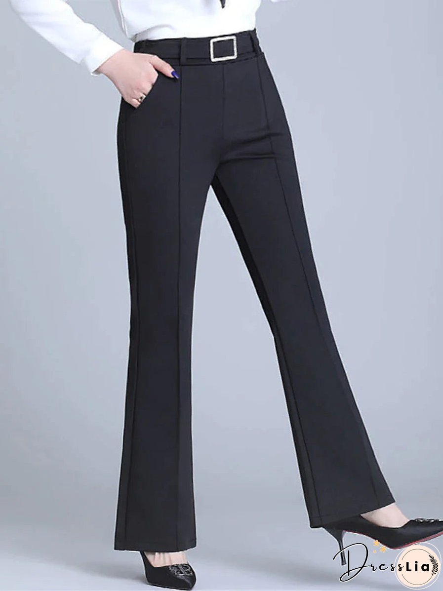 Women&lsquo;s Dress Work Pants Trousers Full Length Micro-elastic High Waist Fashion Streetwear Daily Navy Black S M Fall Winter
