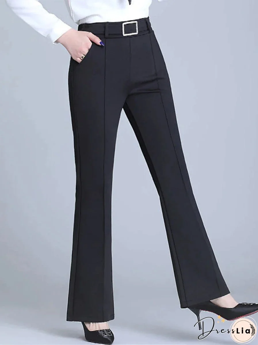 Women&lsquo;s Dress Work Pants Trousers Full Length Micro-elastic High Waist Fashion Streetwear Daily Navy Black S M Fall Winter