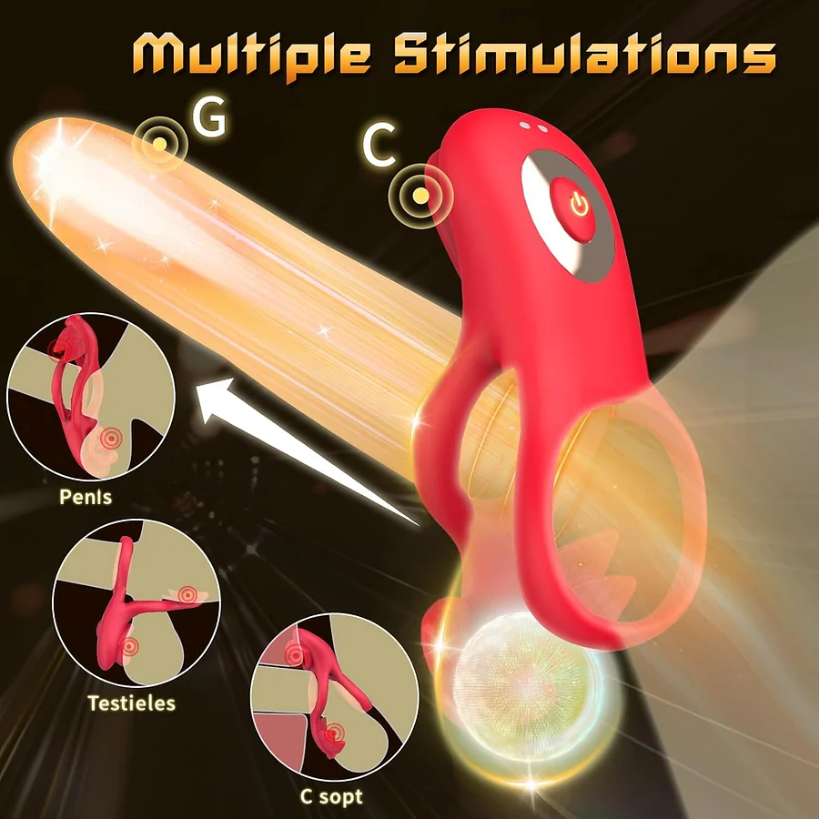 App-Controlled Tongue-Licking Vibrating Cock Ring  2026 New Quiet Couples  Sex Toy for Beginners