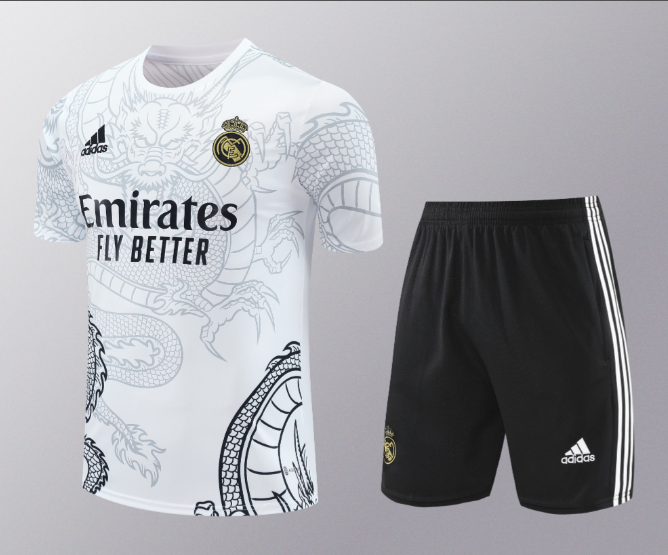 24/25 Real Madrid Training Kit Short Sleeve White Football Shirt Thai Quality