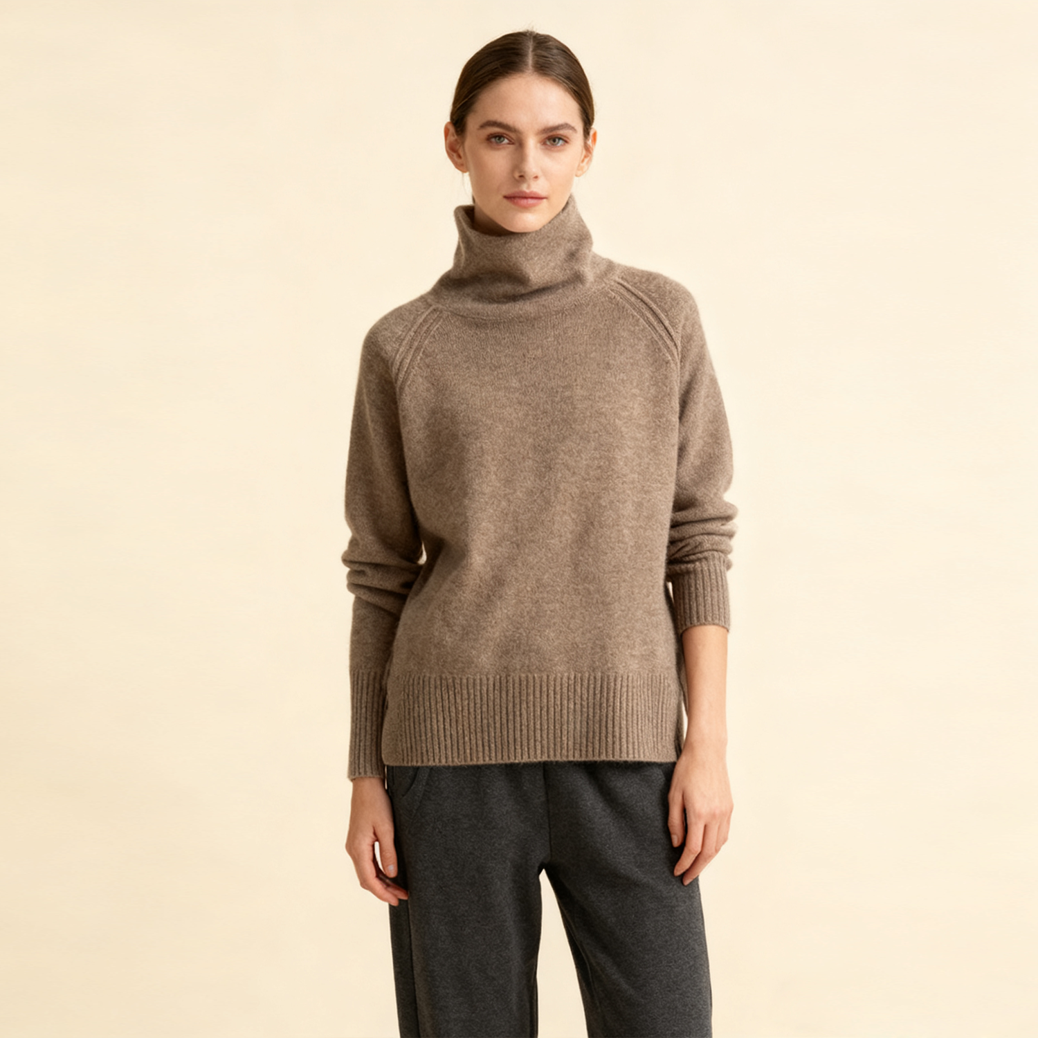 Women's Cashmere Knitted Sweater Semi-turtleneck Soft and High-end REAL SILK LIFE
