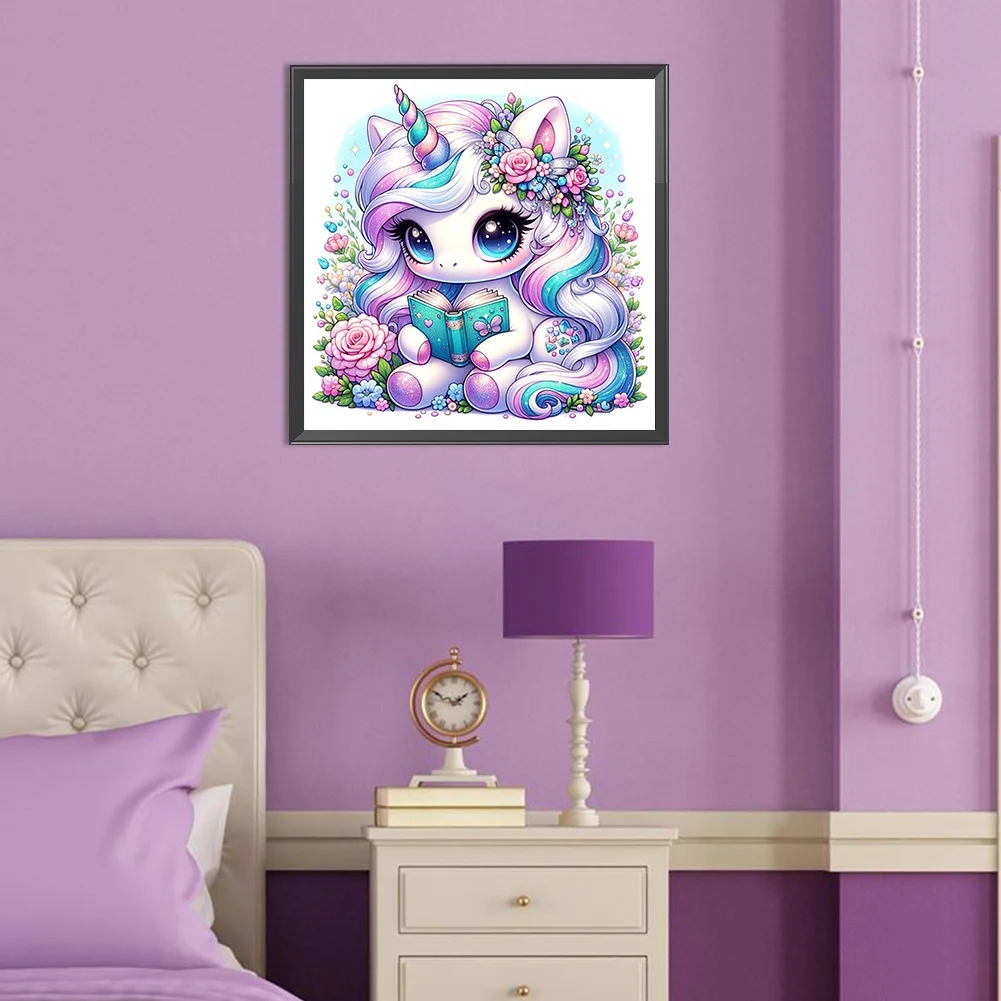 Diamond Painting - Full Square Drill - Read Unicorn(Canvas|35*35cm)