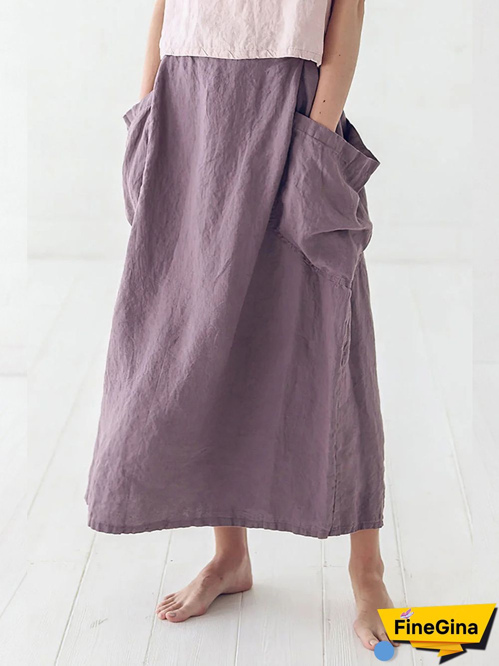 Marina Linen Elastic Waist Skirt