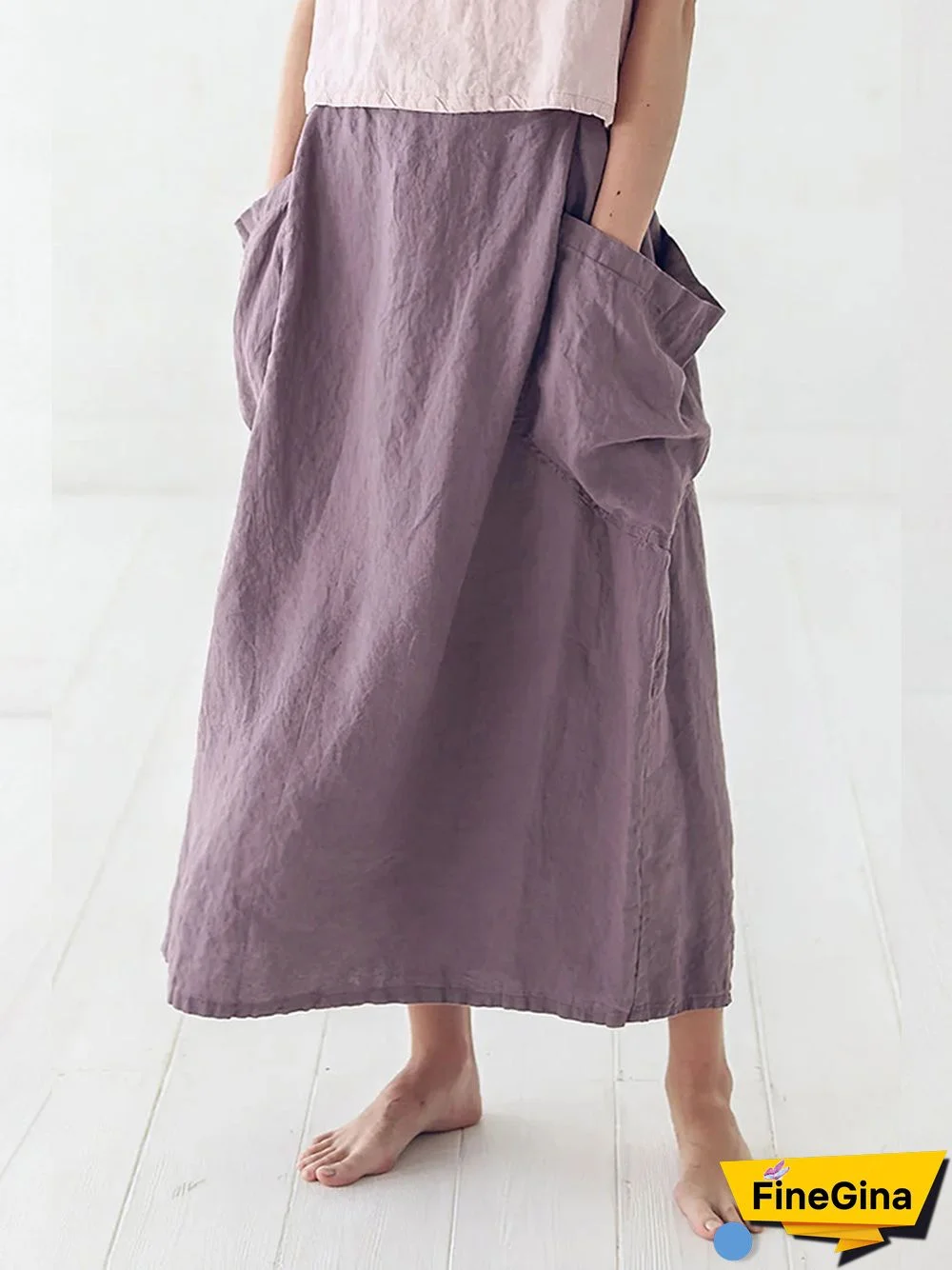 Marina Linen Elastic Waist Skirt