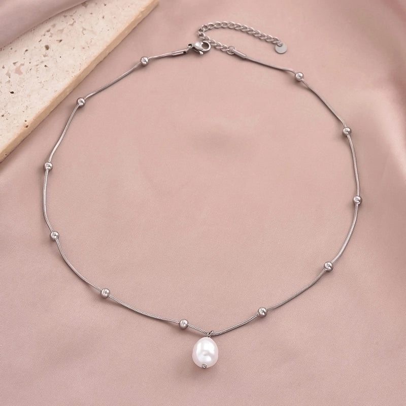 304 Stainless Steel Minimalist Polishing Geometric Pendant Necklace